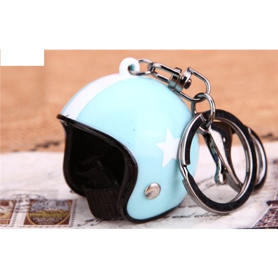 Llavero de moto con casco custom color estrella blanca-.Outlete.es