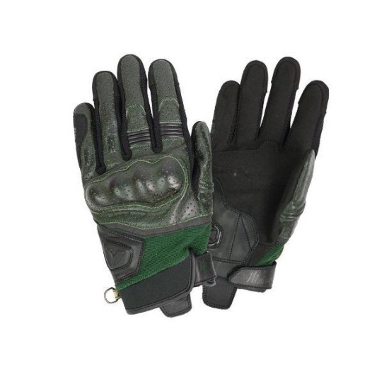 Guantes de moto Tokio Man Verde fabricados en piel perforada