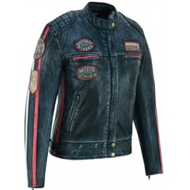 Chaqueta moto Mujer Piel...