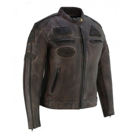 Chaqueta piel moto mujer...