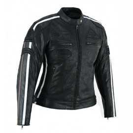 Chaqueta piel moto mujer...